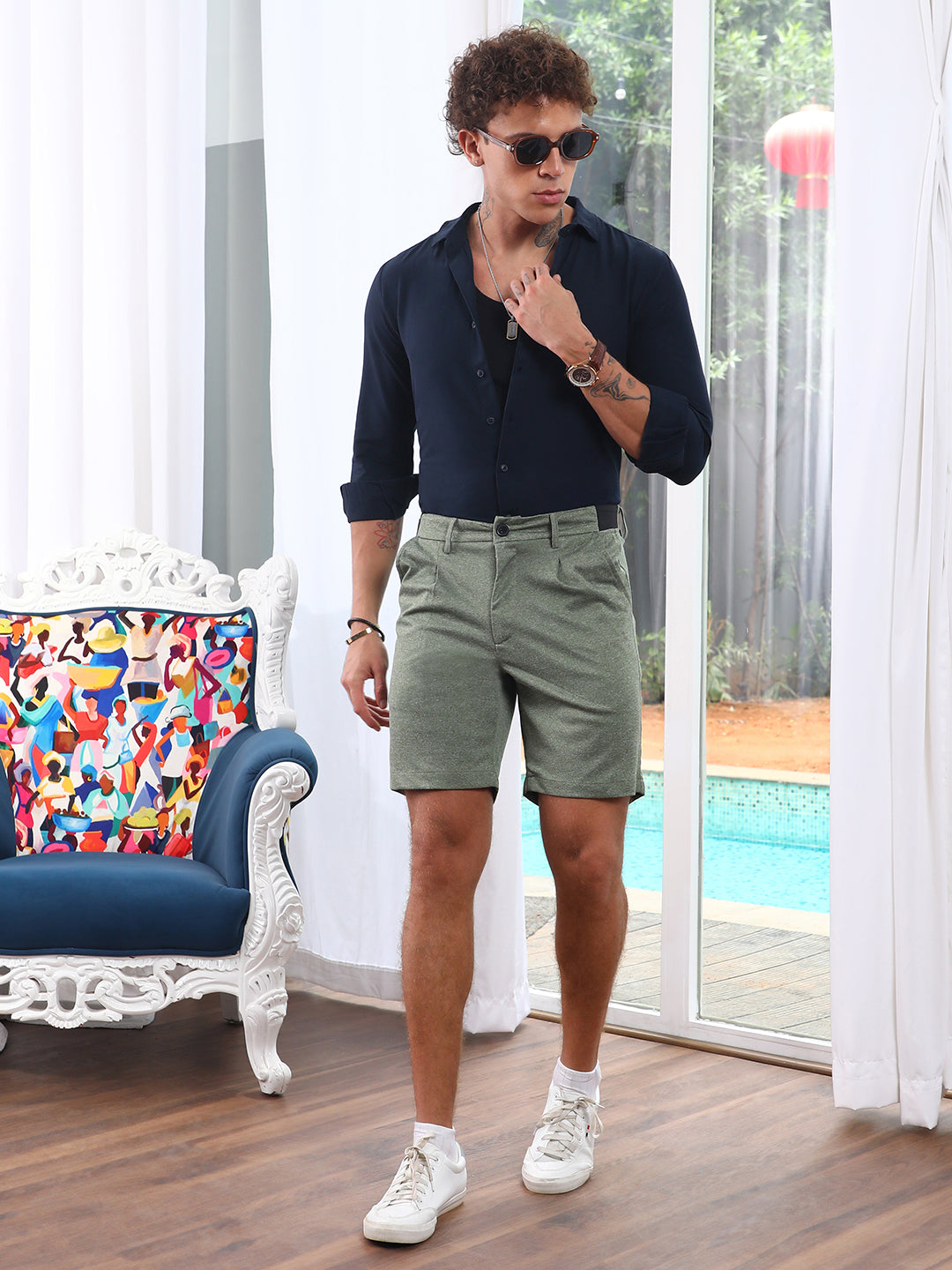 Tailored Heathered Shorts