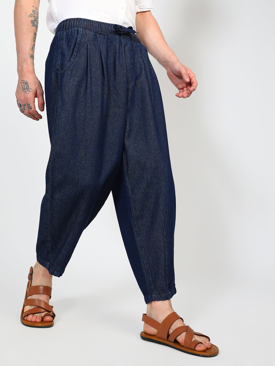 Slouched Ankle-Length Denim Jeans