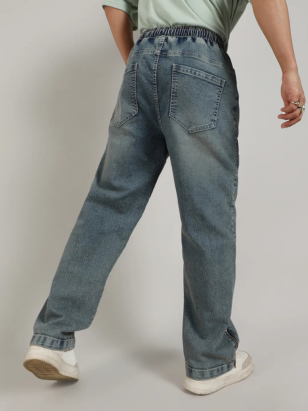 Acid-Wash Baggy Denim Jeans