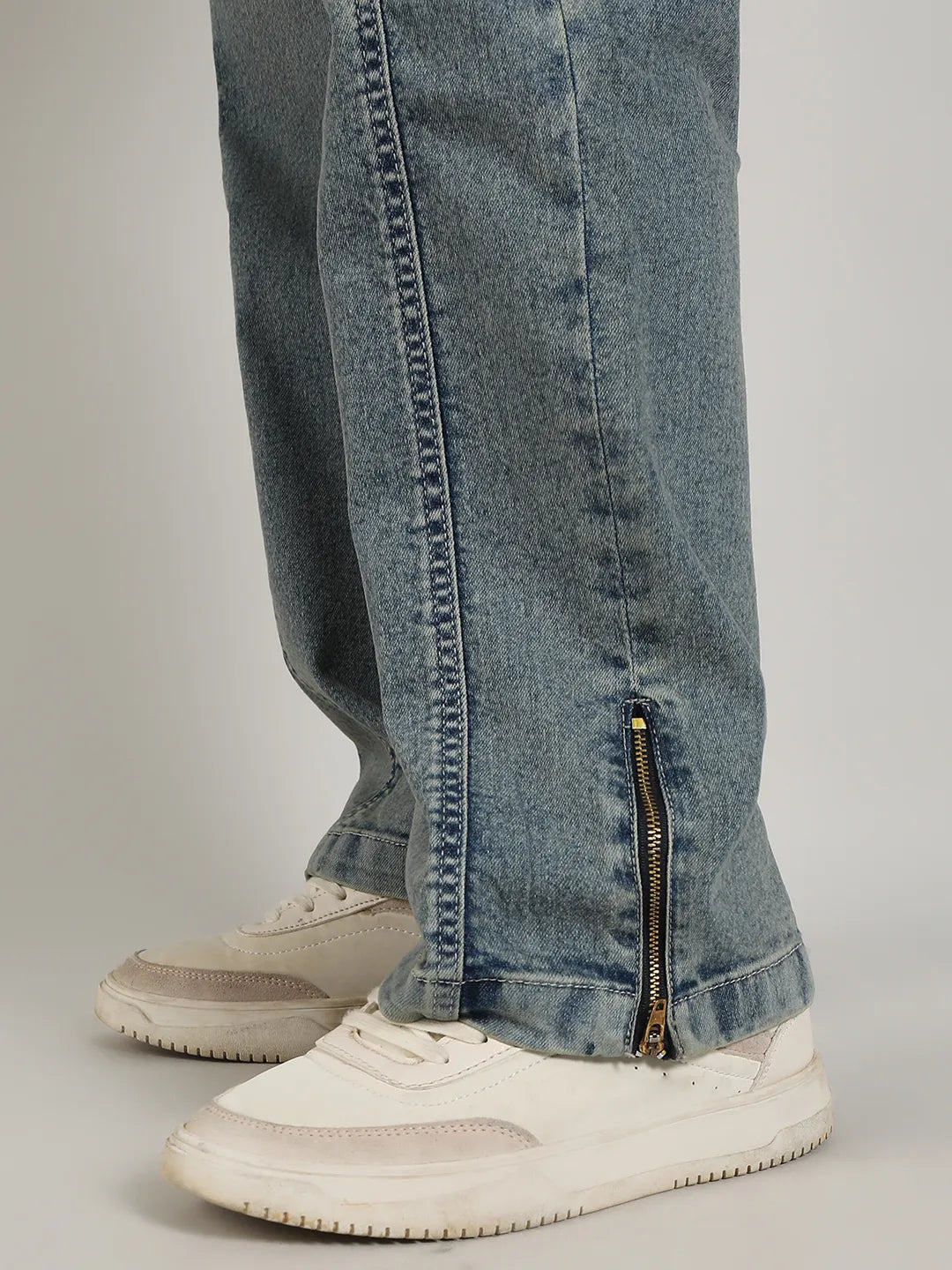 Acid-Wash Baggy Denim Jeans