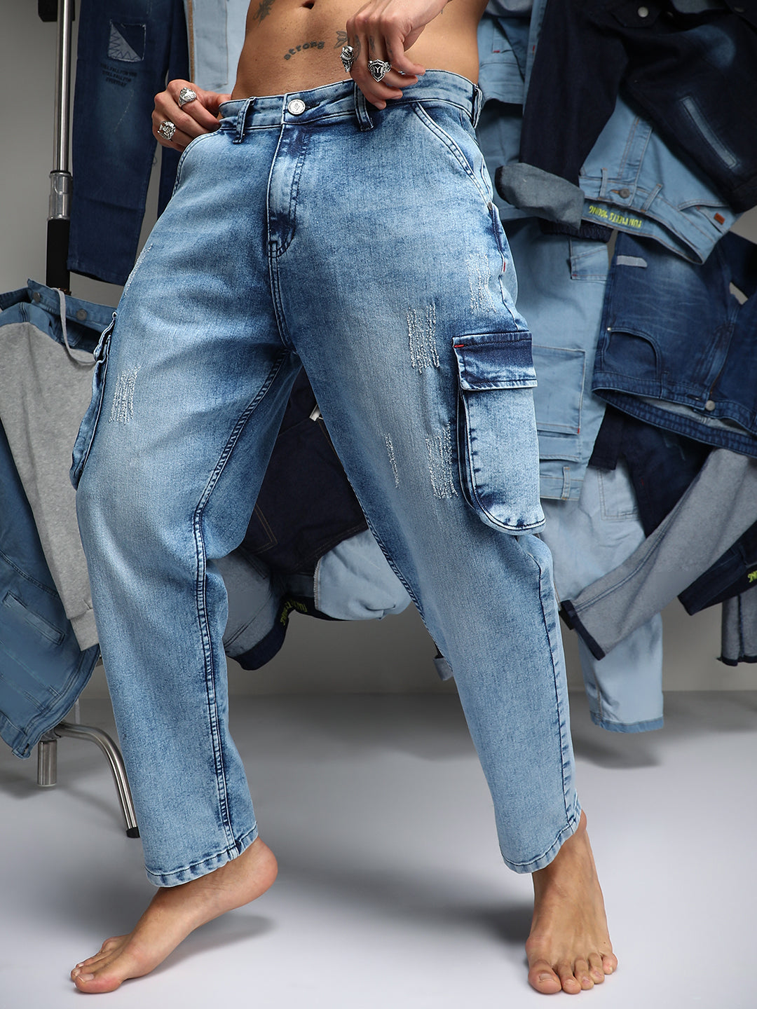 Straight-Fit Utility Denim Jeans