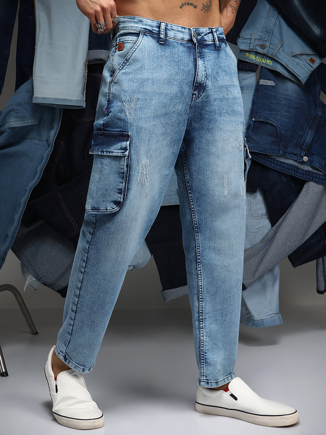 Straight-Fit Utility Denim Jeans