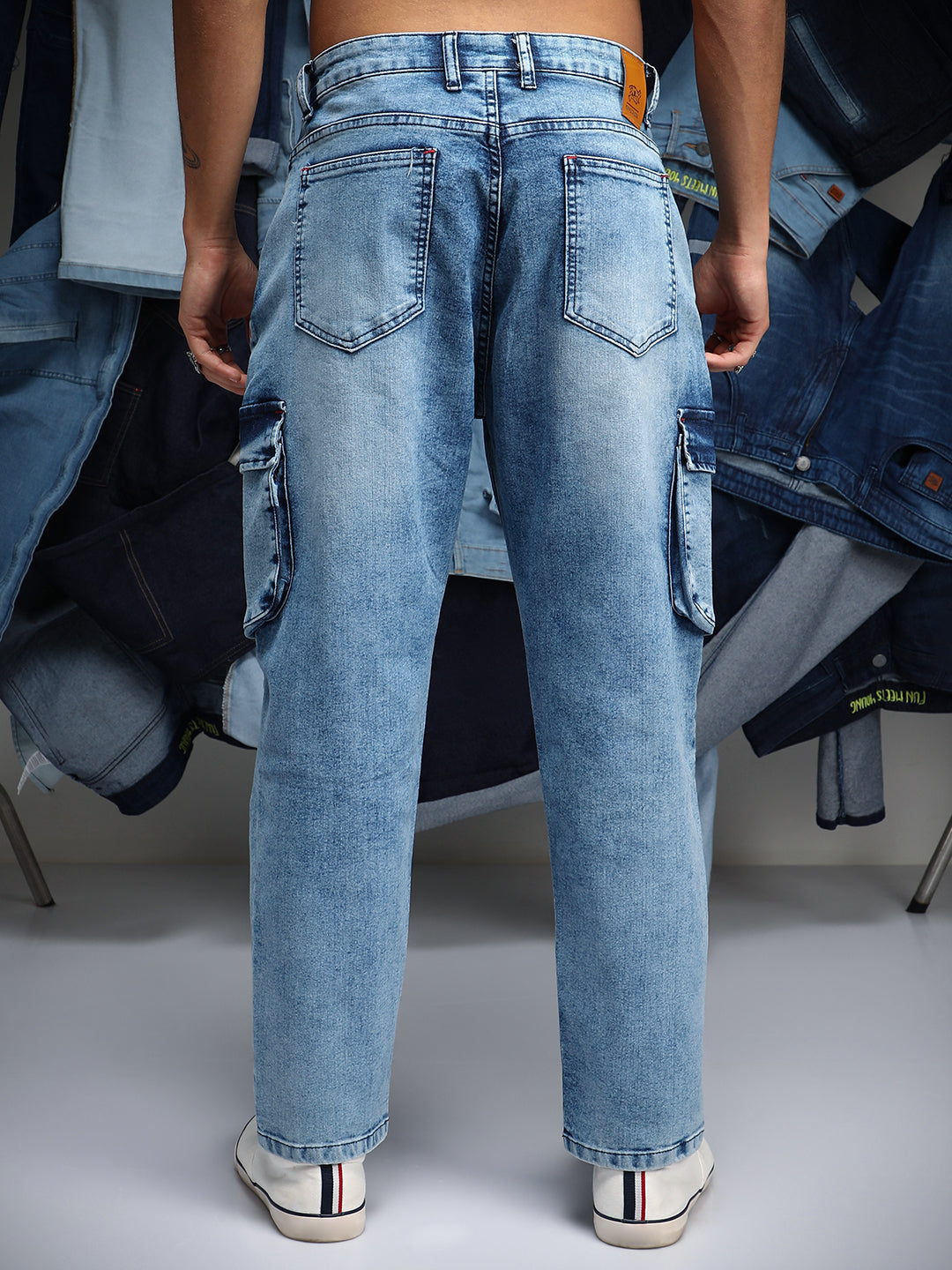 Straight-Fit Utility Denim Jeans