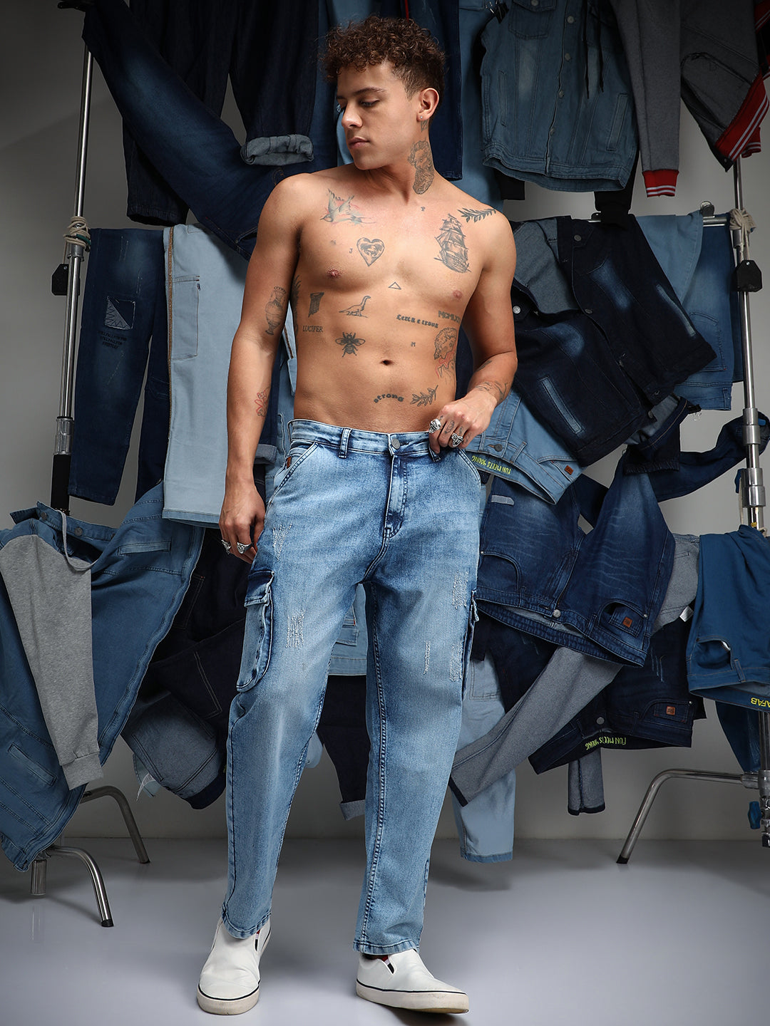 Straight-Fit Utility Denim Jeans