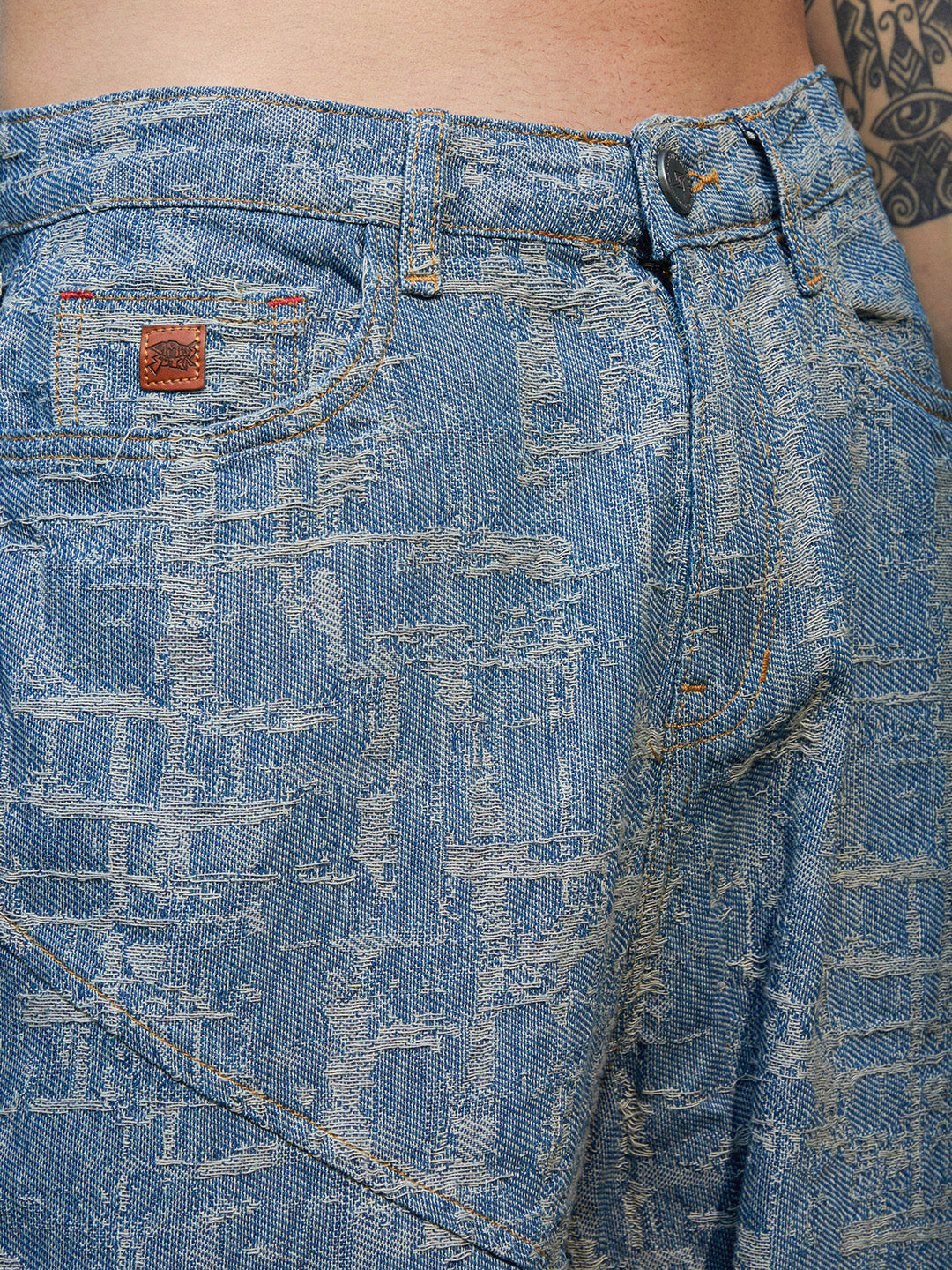 Textured Baggy Denim Jeans