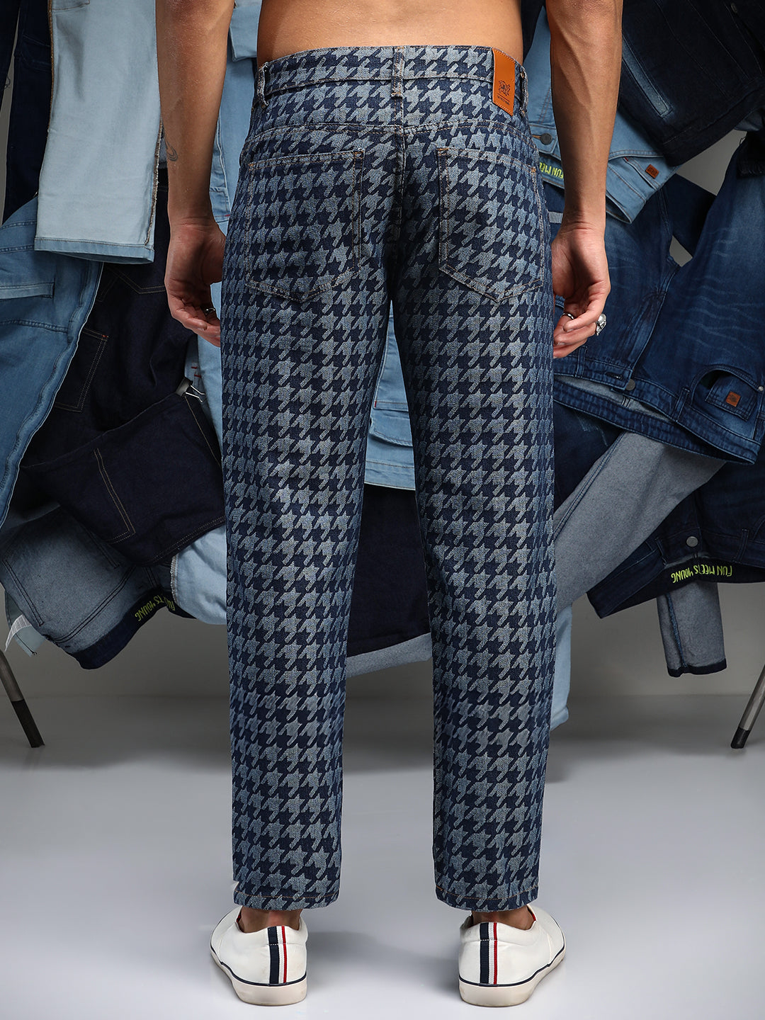 Houndstooth Denim Jeans