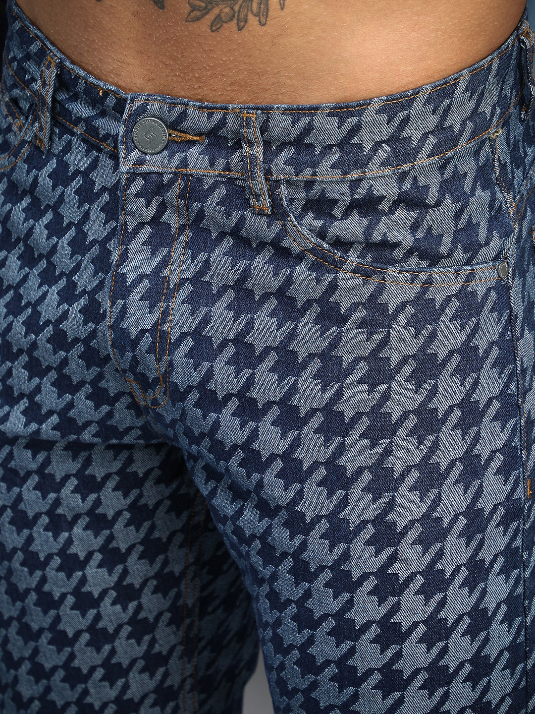 Houndstooth Denim Jeans