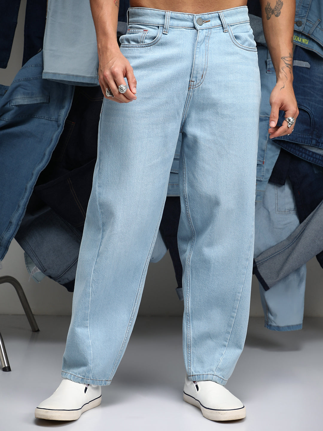 Semi-Tapered Relaxed Denim Jeans