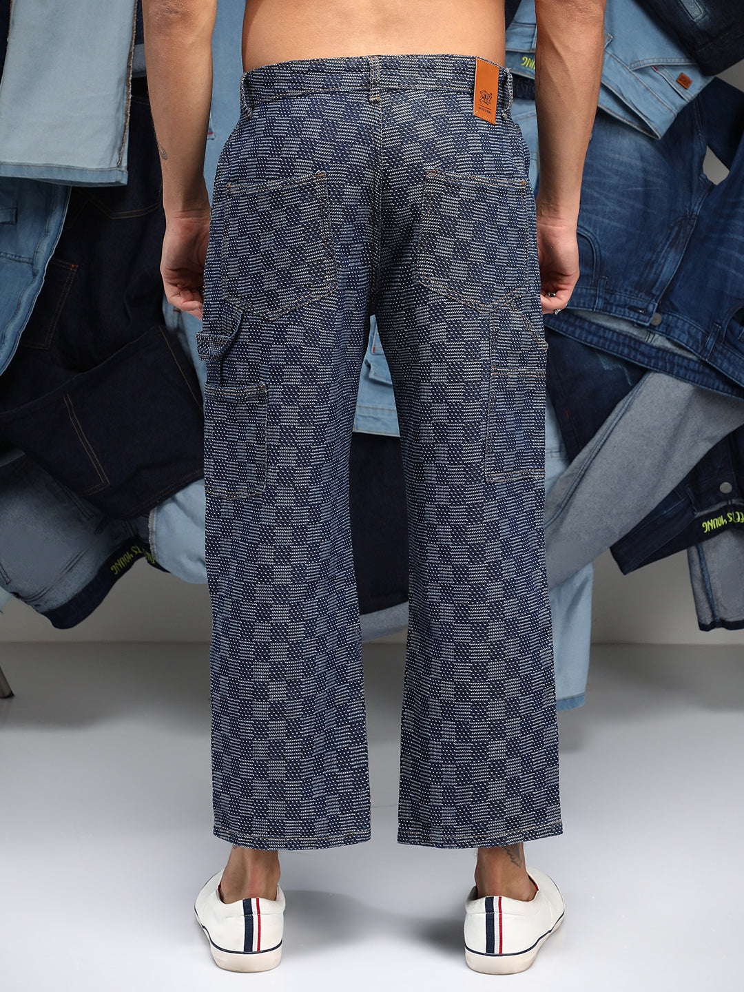 Checker Baggy Utility Denim Jeans