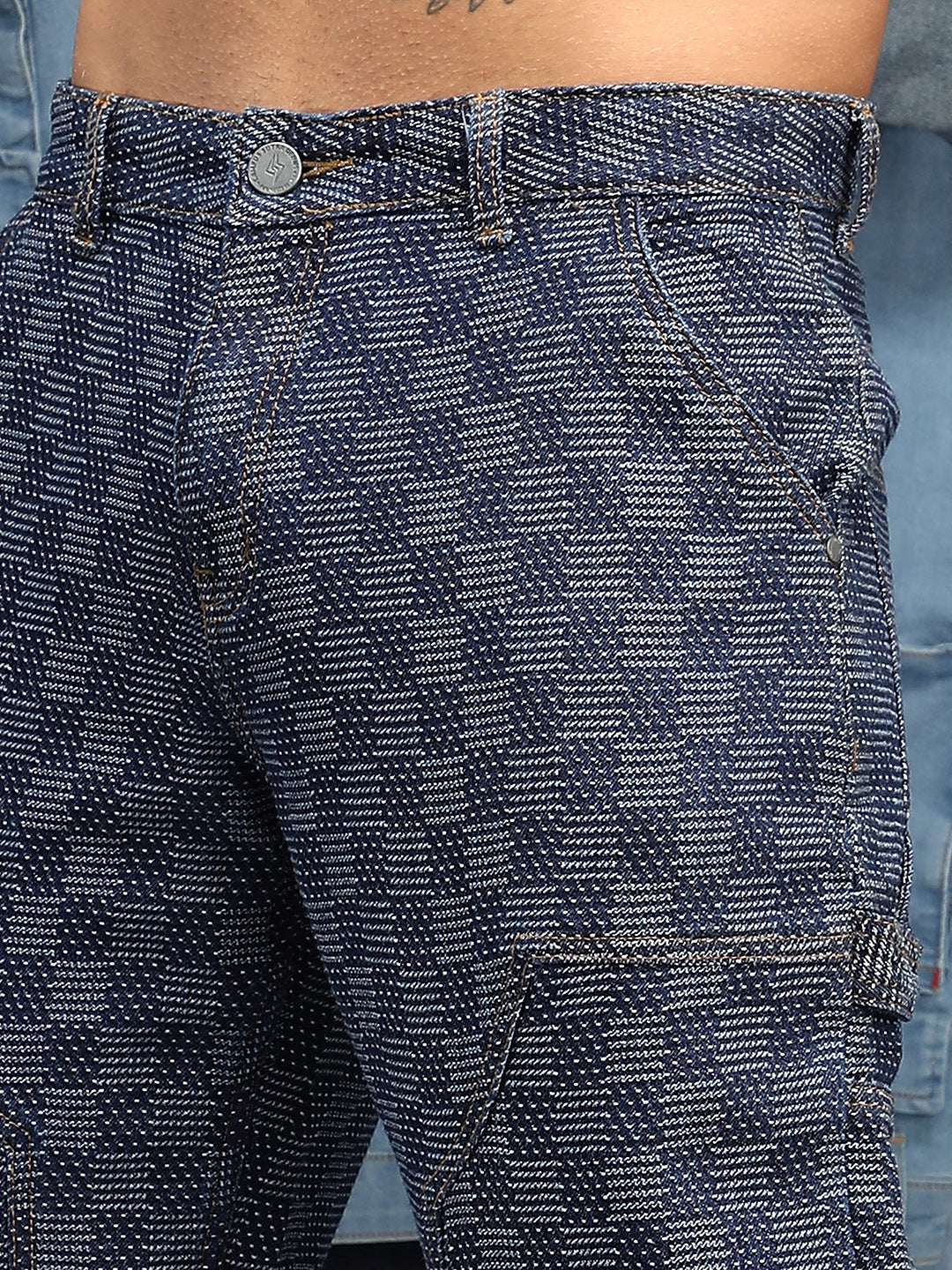 Checker Baggy Utility Denim Jeans