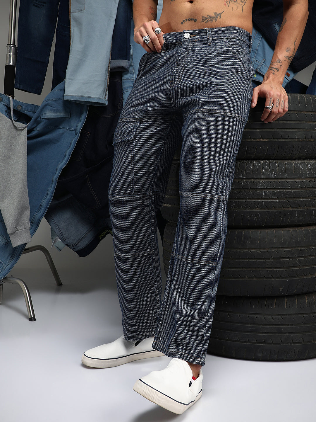 Panelled Straight-Fit Denim Jeans