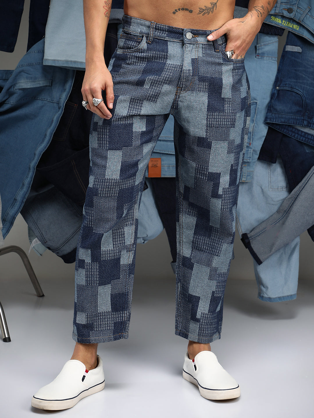 Blcoked Straight-Fit Denim Jeans