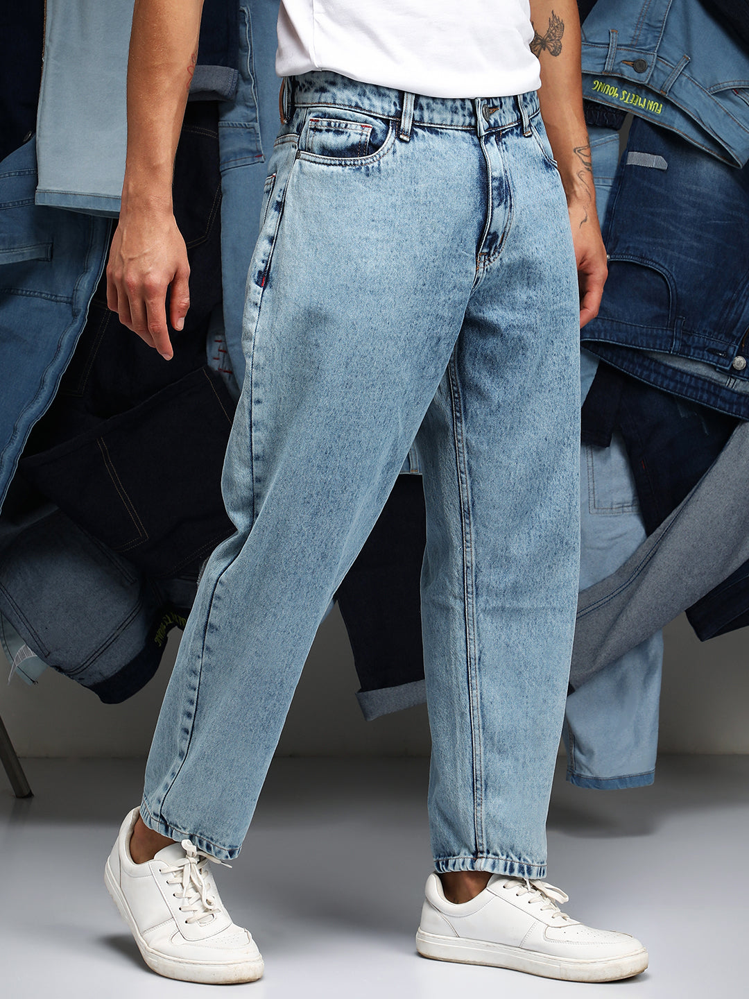 Acid-Wash Straight-Fit Denim Jeans