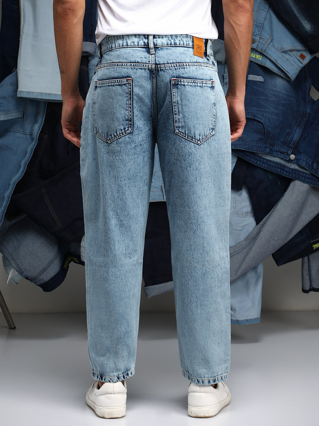 Acid-Wash Straight-Fit Denim Jeans