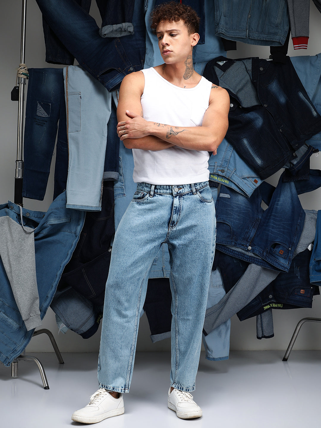 Acid-Wash Straight-Fit Denim Jeans