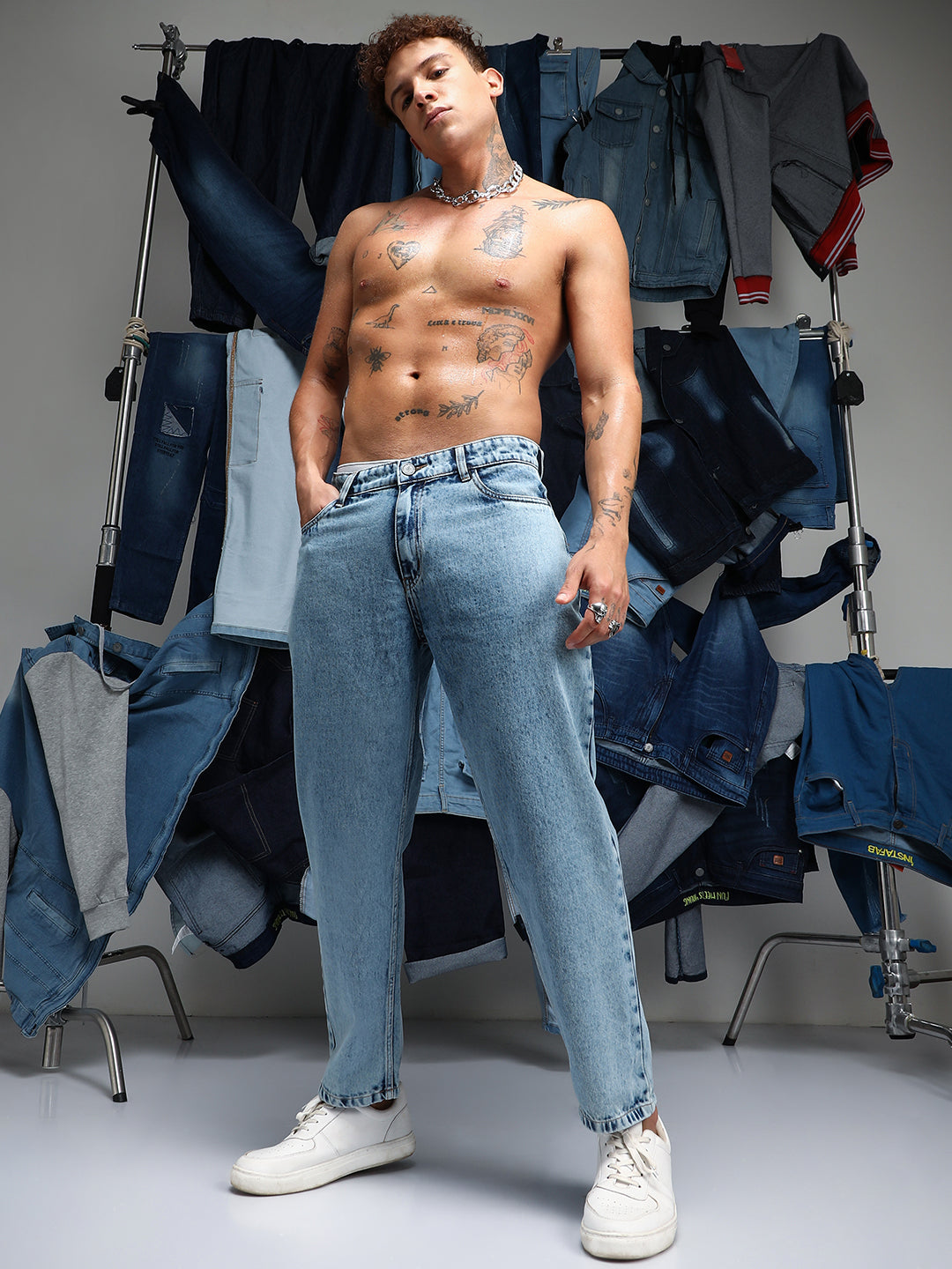 Acid-Wash Straight-Fit Denim Jeans