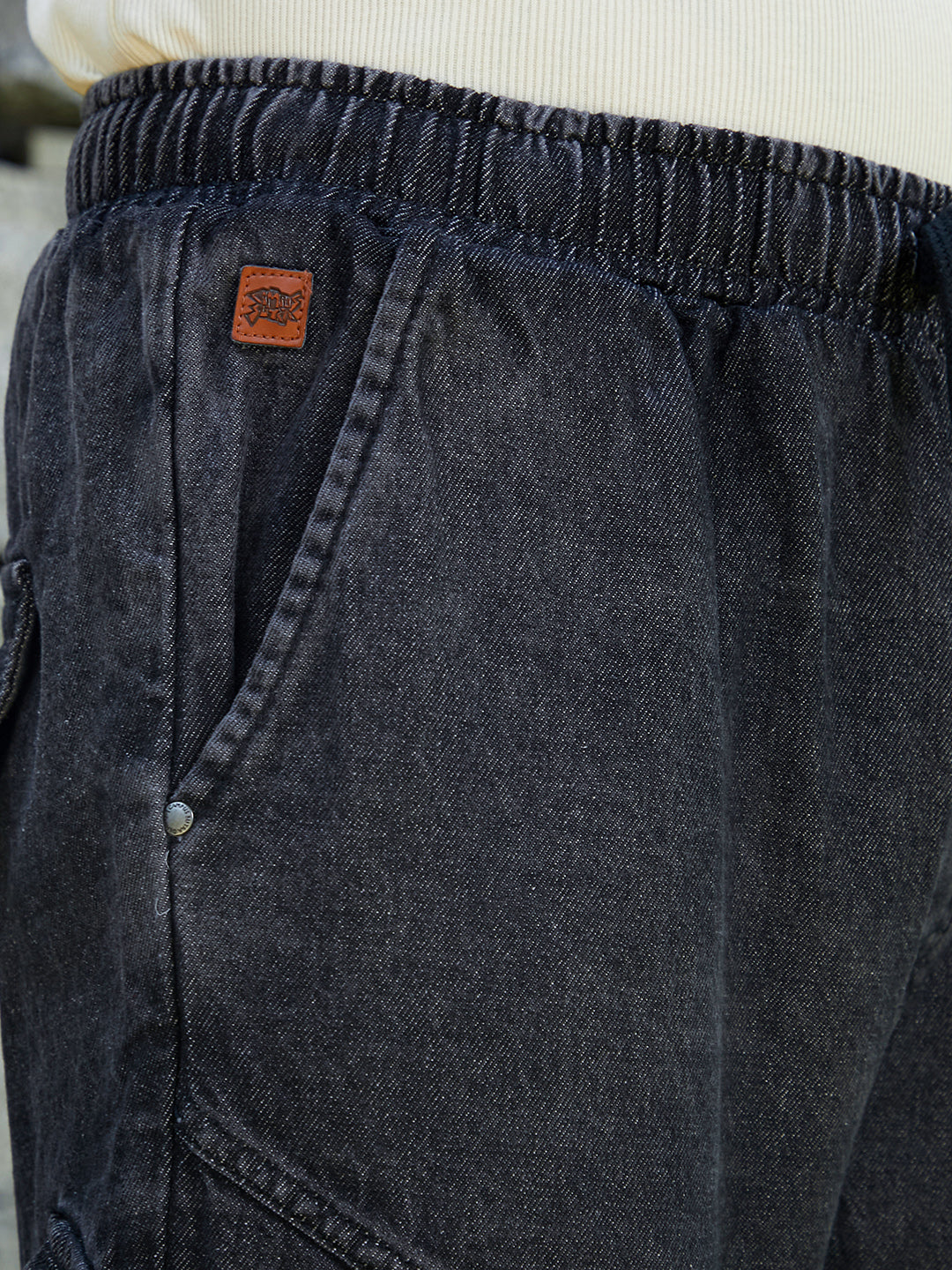 Dark-Wash Modular-Utility Denim Jeans