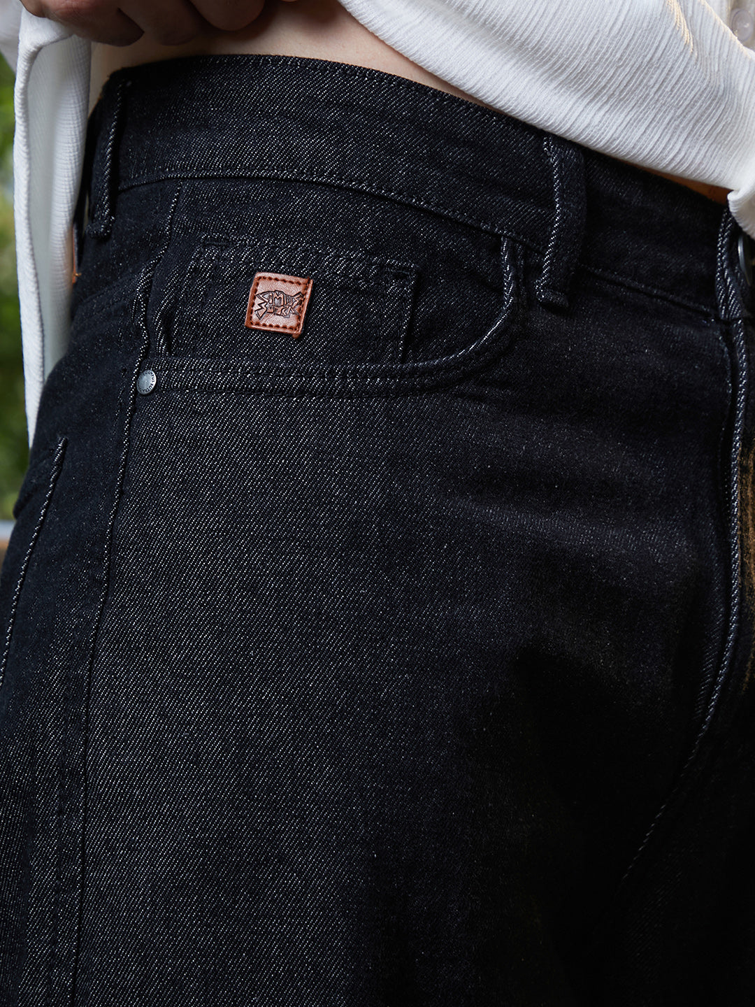 Dark-Wash Cargo Denim Jeans