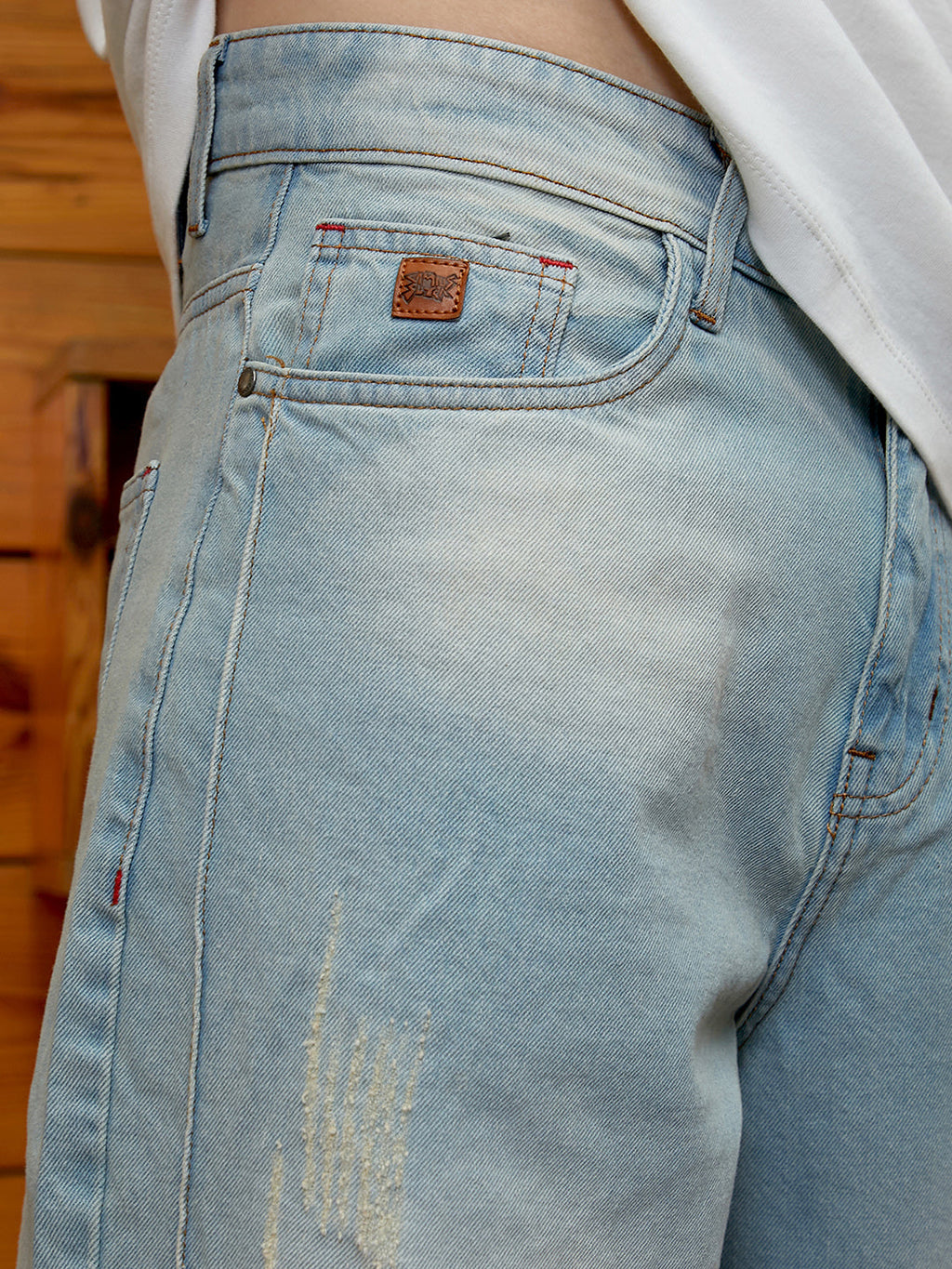 Light-Wash Baggy Denim Jeans