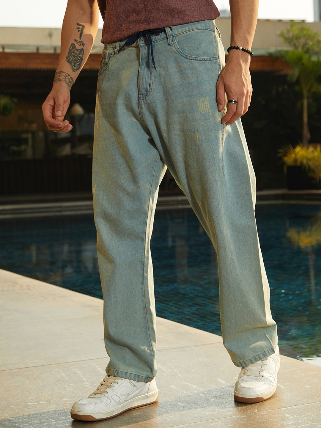 Light-Wash Straight-Fit Denim Jeans