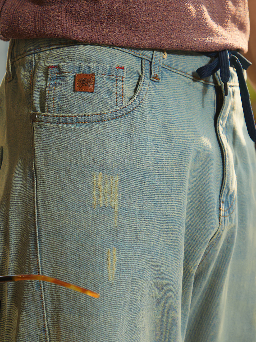 Light-Wash Straight-Fit Denim Jeans