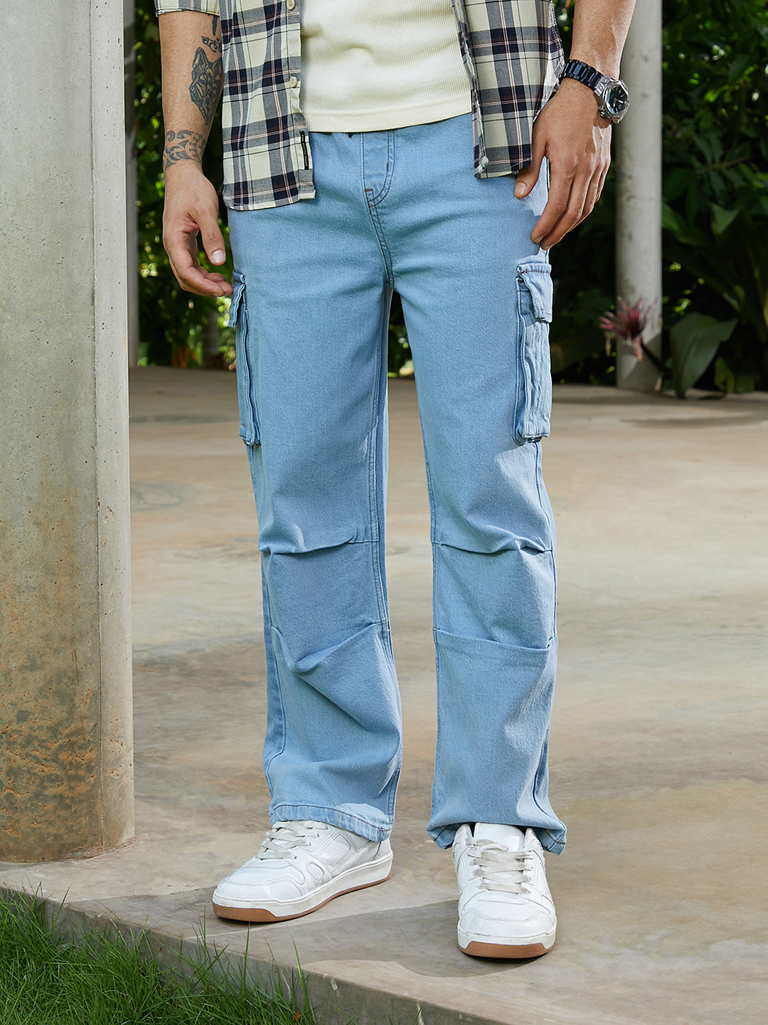 Straight-Leg Parachute Denim Jeans