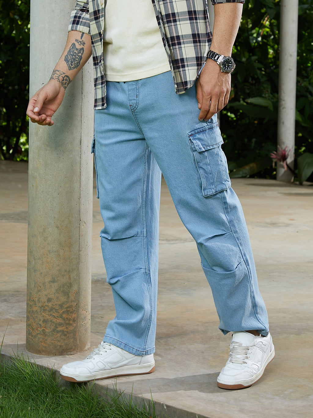 Straight-Leg Parachute Denim Jeans