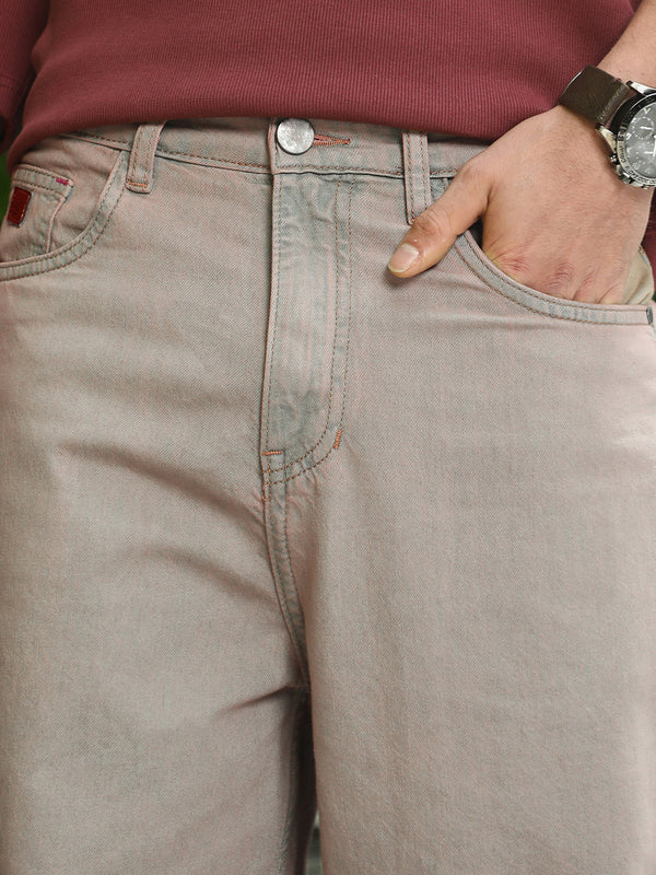 Light-Wash Carrot-Fit Denim Jeans