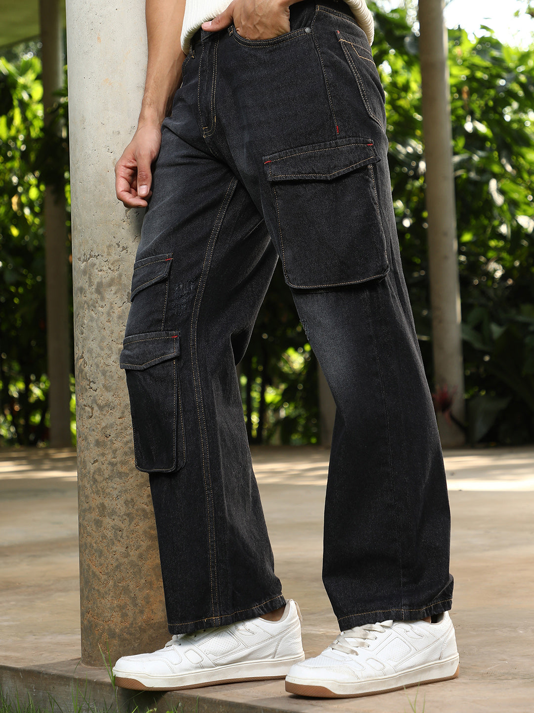 Washed Straight-Leg Denim Jeans