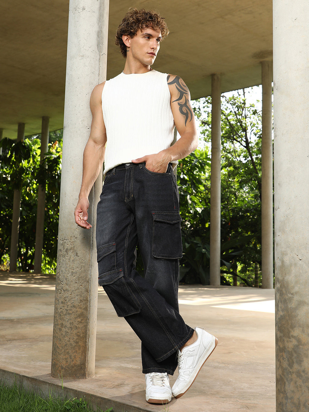 Washed Straight-Leg Denim Jeans