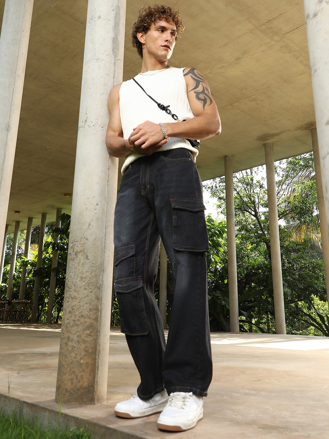 Washed Straight-Leg Denim Jeans