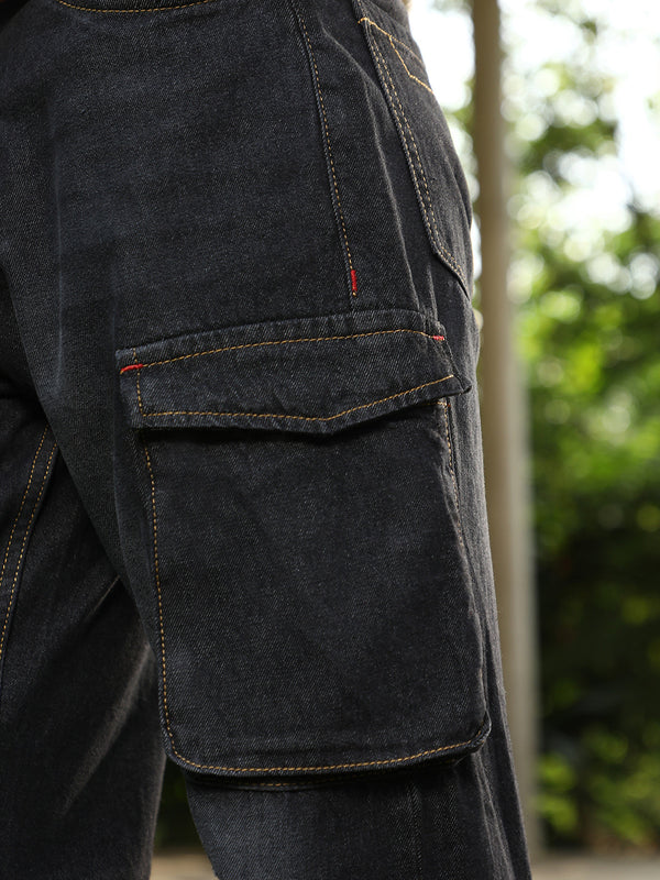 Washed Straight-Leg Denim Jeans
