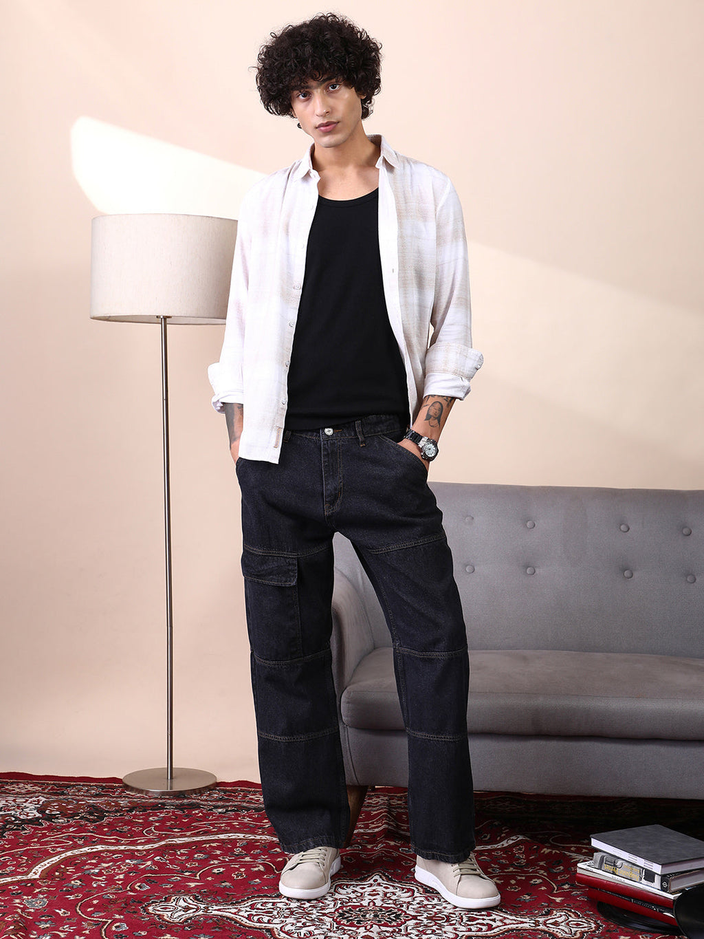 Panelled-Utility Denim Jeans