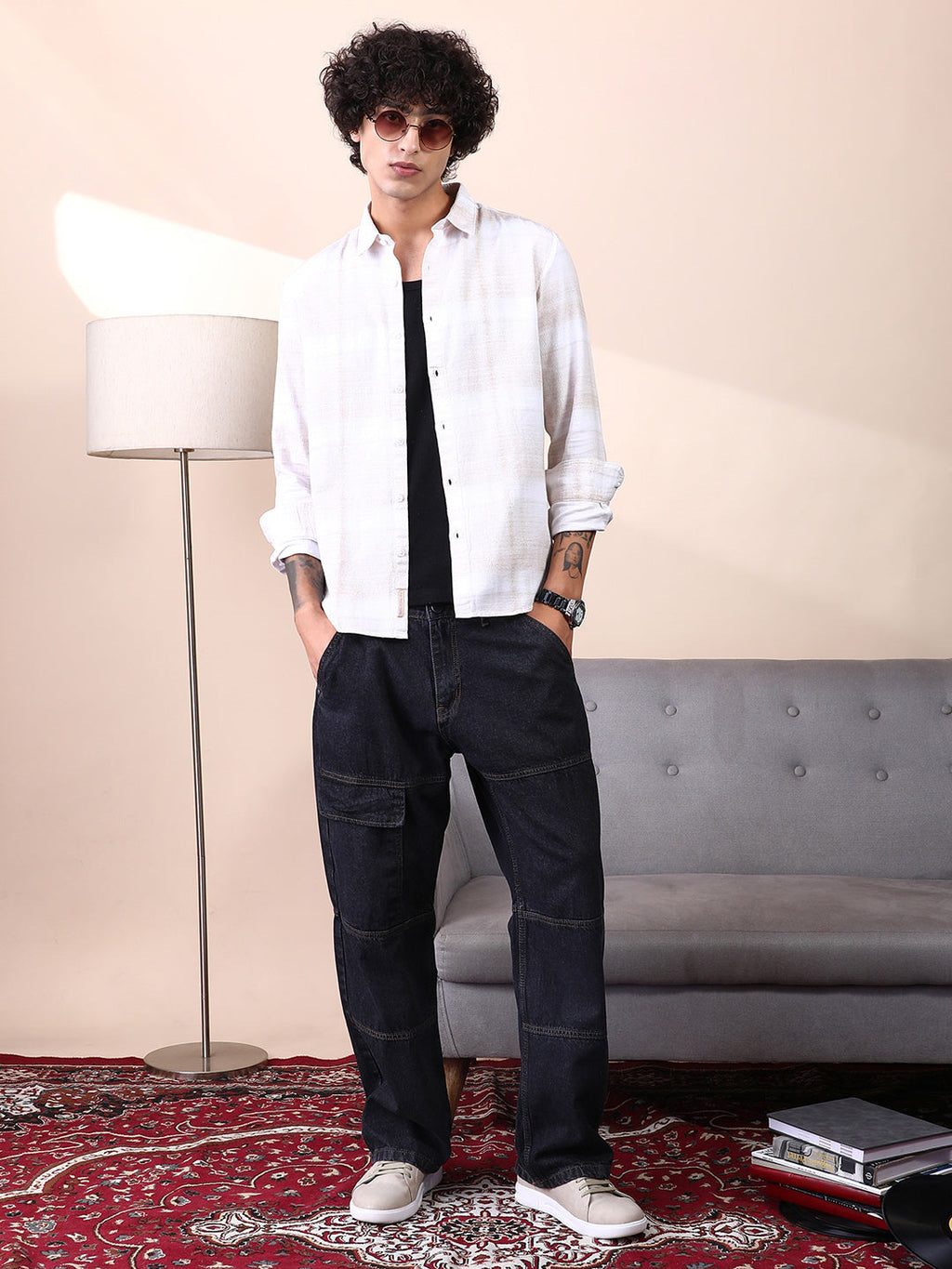 Panelled-Utility Denim Jeans