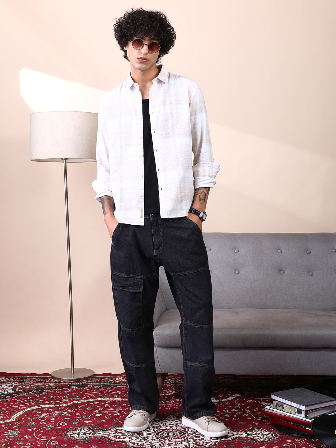 Panelled-Utility Denim Jeans