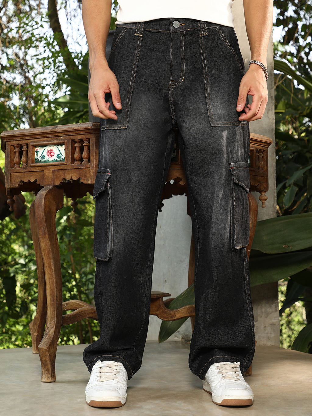 Washed Carpenter-Utility Denim Jeans