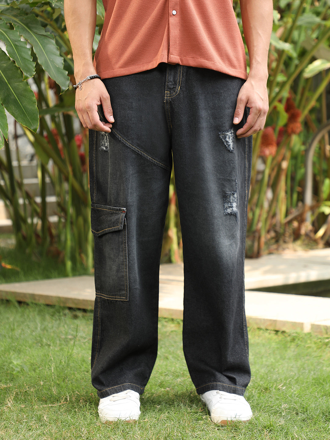 Tinted Relaxed-Utility Denim Jeans