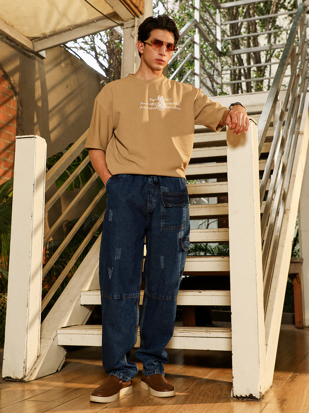 Dark-Wash Utility Denim Jeans