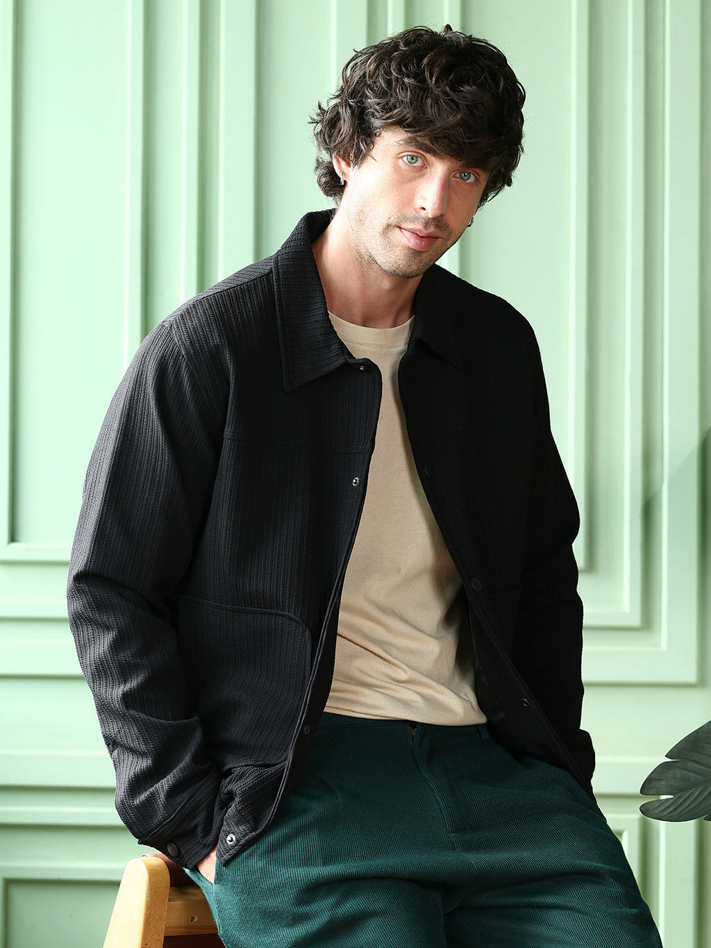 Crease-Tactile Panelled Jacket