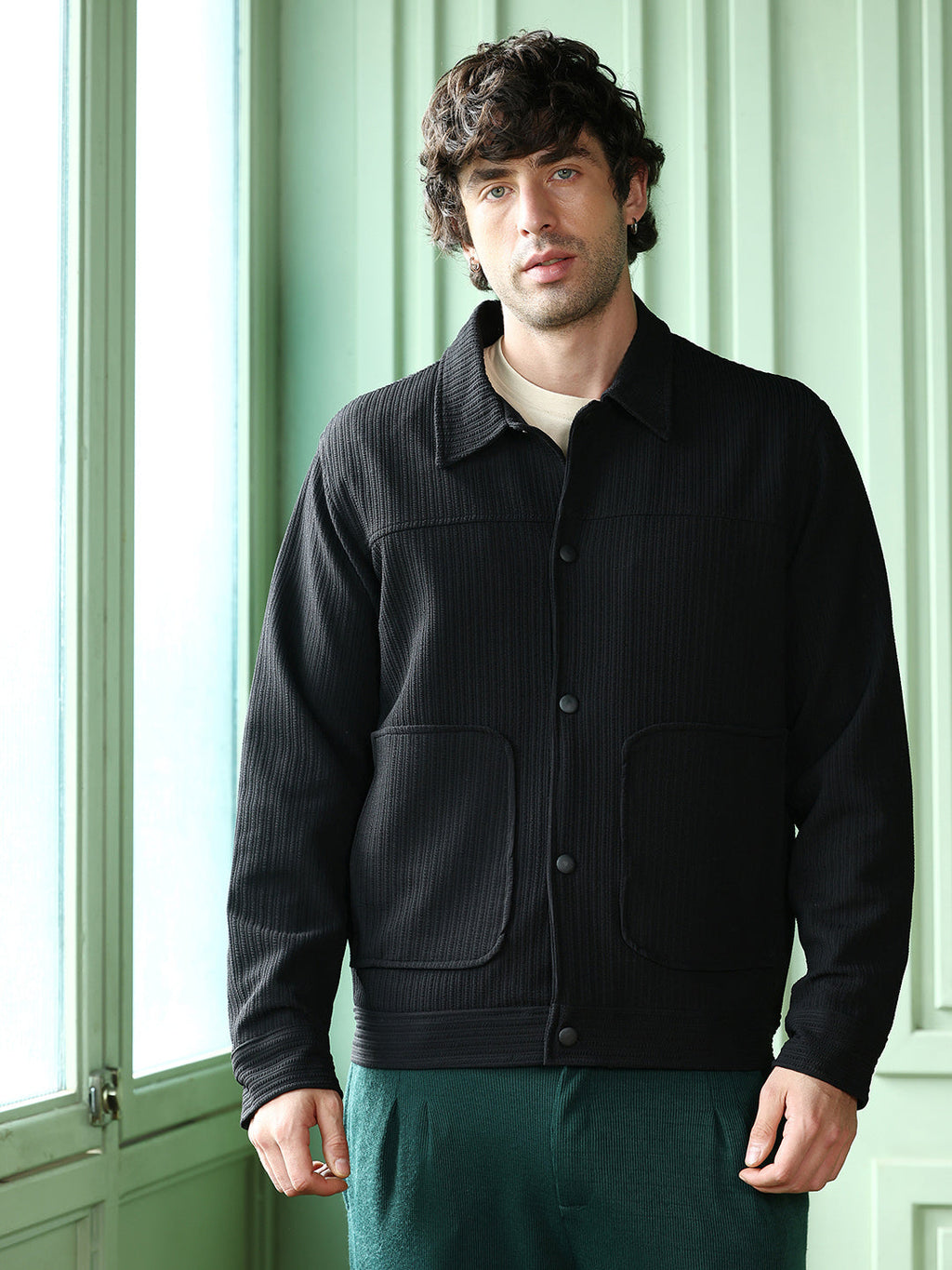 Crease-Tactile Panelled Jacket
