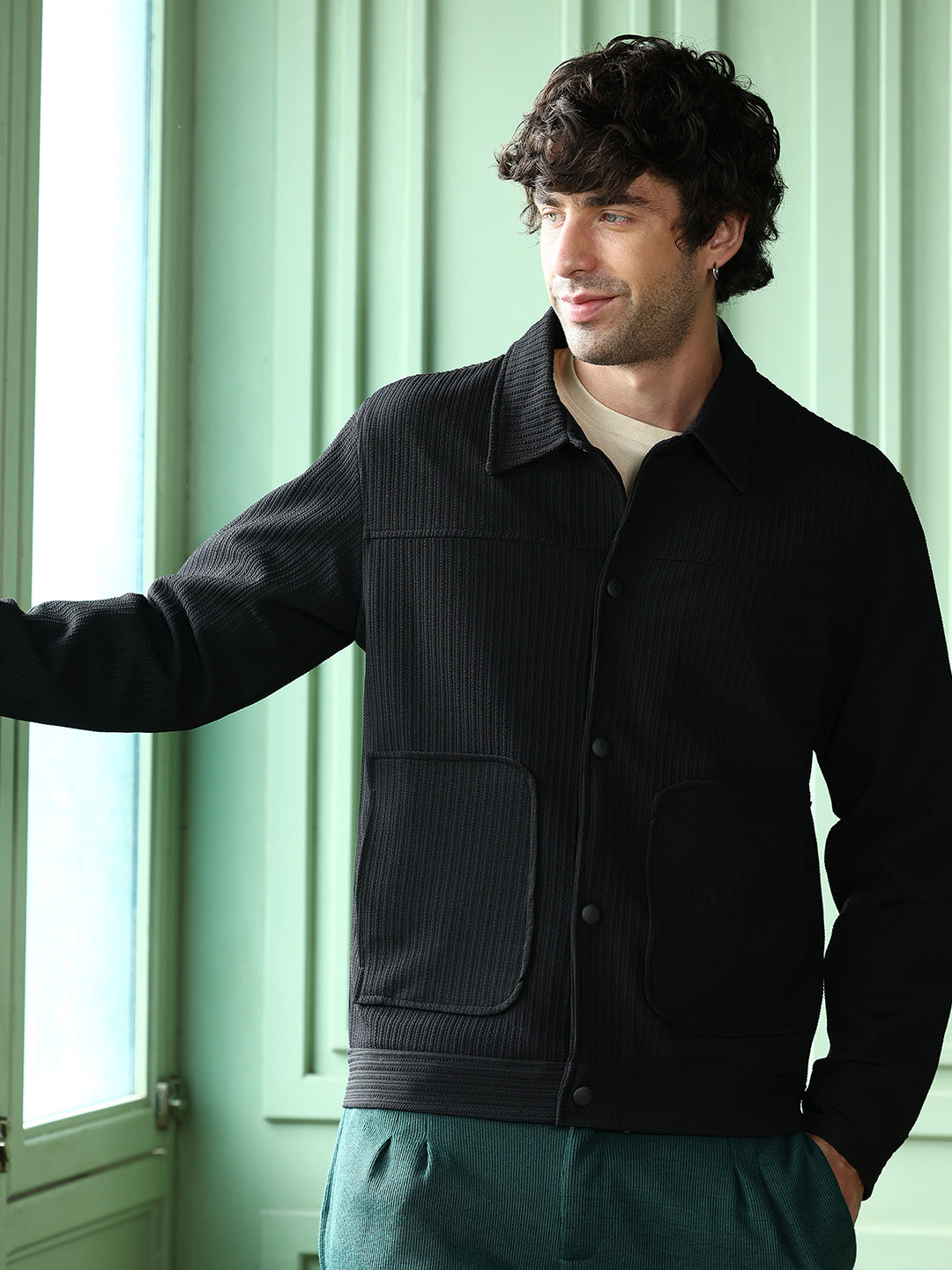 Crease-Tactile Panelled Jacket