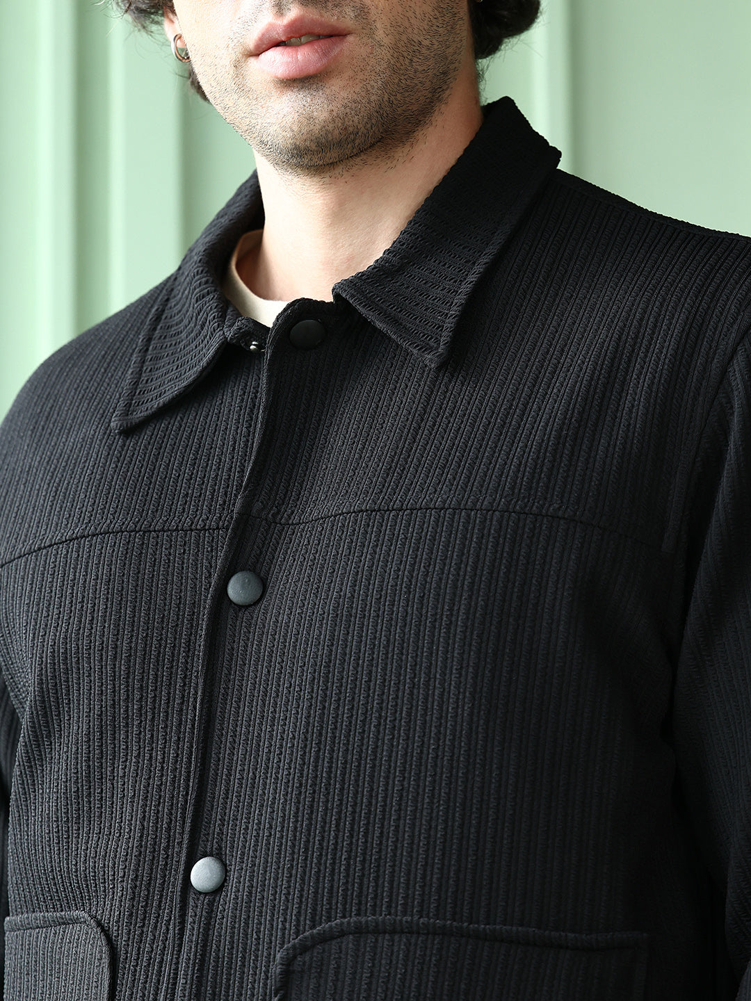 Crease-Tactile Panelled Jacket