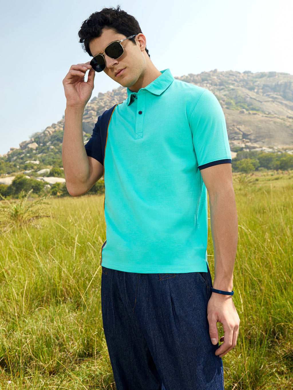 Panel-Block Polo Shirt