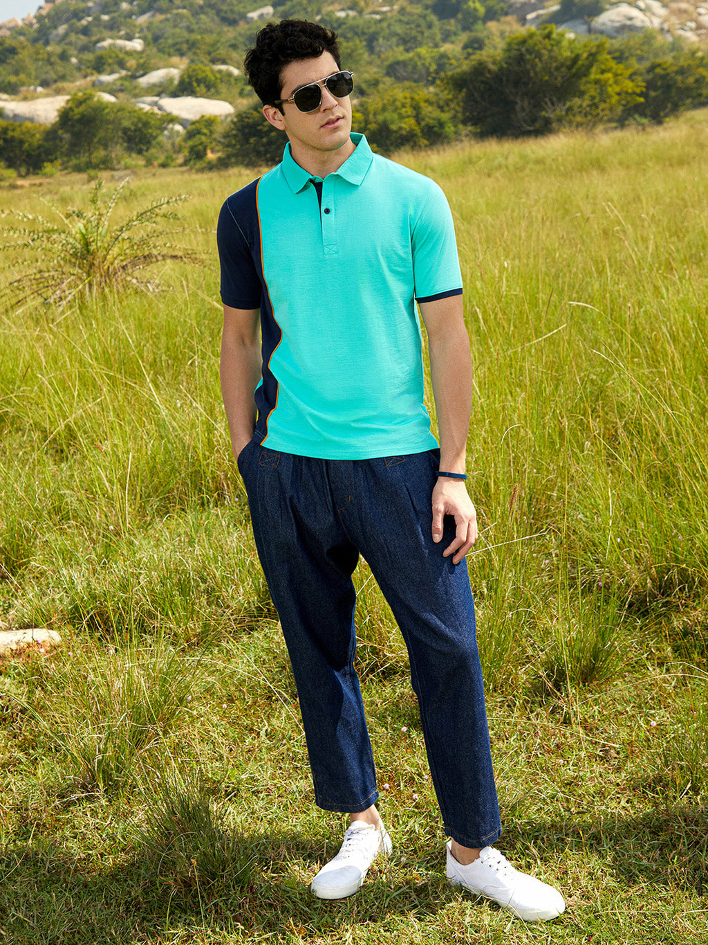 Panel-Block Polo Shirt