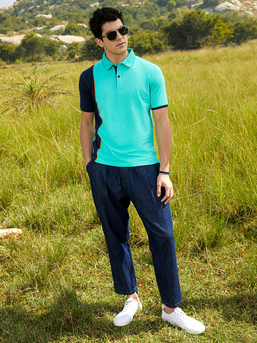 Panel-Block Polo Shirt