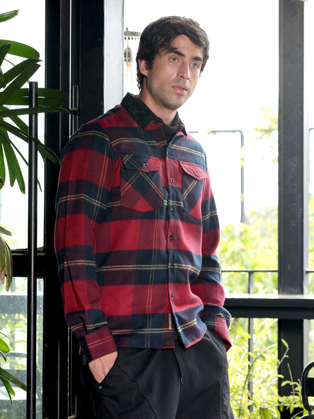 Contrast-Tartan Shacket