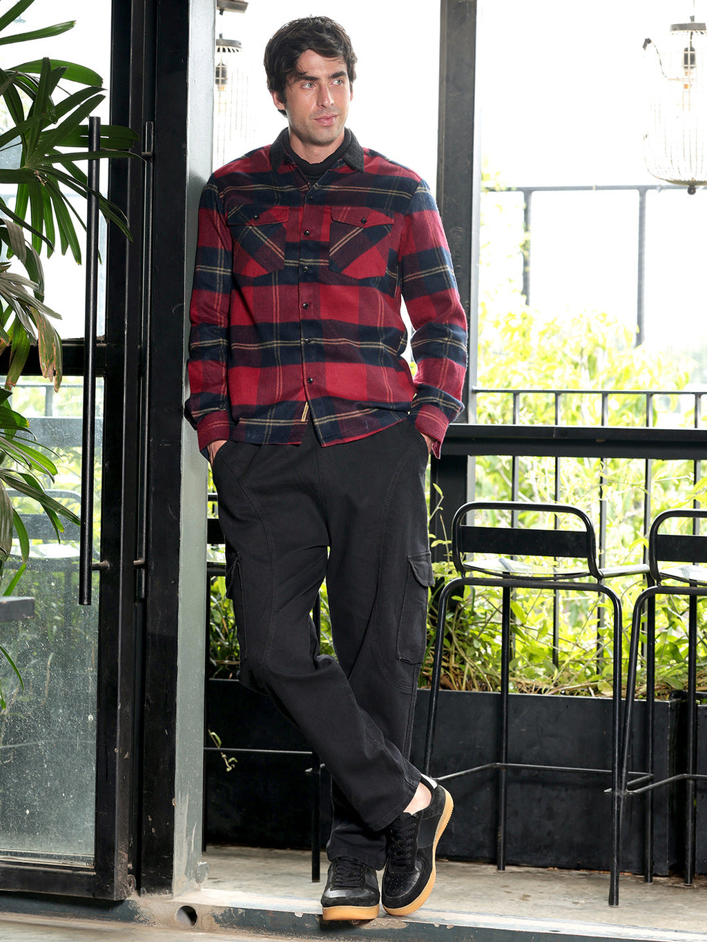 Contrast-Tartan Shacket