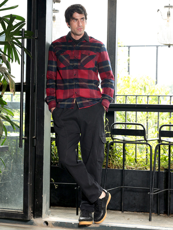 Contrast-Tartan Shacket