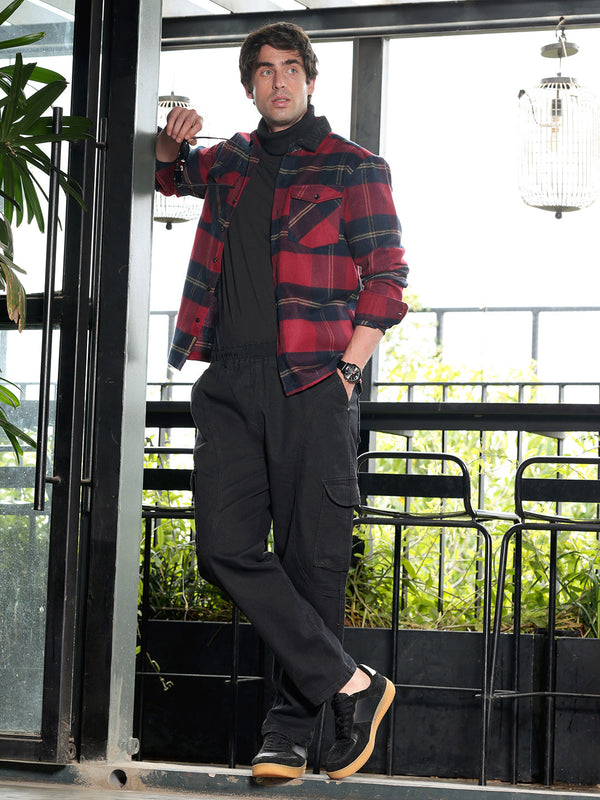 Contrast-Tartan Shacket
