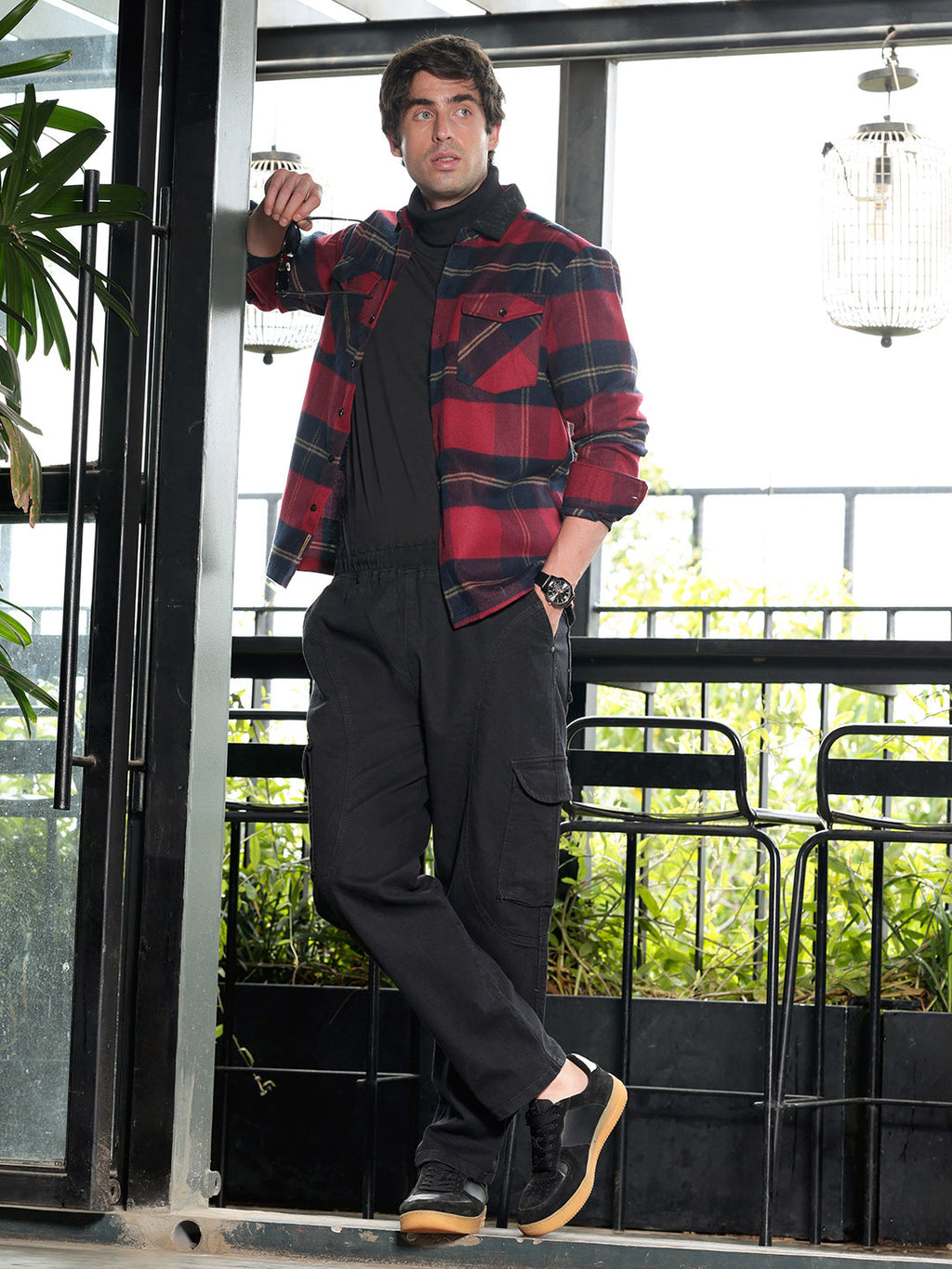 Contrast-Tartan Shacket